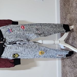 Y2K Thrill 94 Gray Black joggers with Patriotic Military patches SZ  M